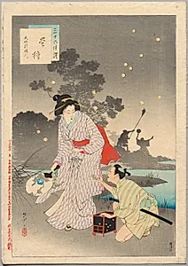 Chasing Fireflies, A Lady of the Tenmei Era (1781-1789), from the series Thirty-six Elegant Selections by Mizuno Toshikata (Japanese, 1866–1908)