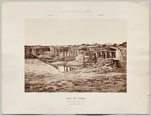 Chemin de fer de Toulouse à Bayonne. Pont de l'Aran (en trois arches de 17m d'ouverture chacune). Situation des travaux au 21 juillet 1861 by Édouard Baldus (French, 1813–1889)