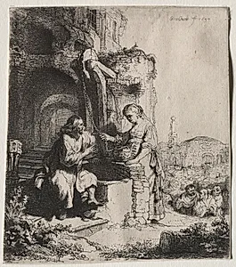 Christ and the Woman of Samaria  Among Ruins by Rembrandt van Rijn (Dutch, 1606–1669)