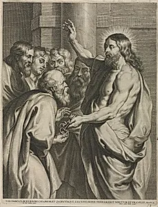 Christ Giving the Keys to Peter by Pieter I de Jode (Flemish, 1570–1634)