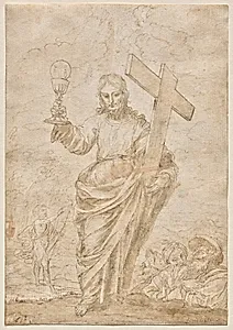 Christ Holding a Chalice and Cross (recto)