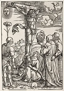 Christ on the Cross with Mary, St. John, Mary Magdalen and St. Stephen by Hans Baldung (German, 1484/85–1545)