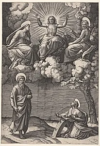 Christ, the Virgin, and St. John the Baptist with Saints Paul and Catherine by Marcantonio Raimondi (Italian, 1470/82–1527/34)