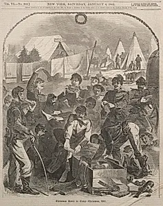 Christmas Boxes in Camp - Christmas, 1861 by Winslow Homer (American, 1836–1910)