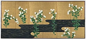Chrysanthemums by a Stream by Ogata Kōrin (Japanese, 1658–1716)