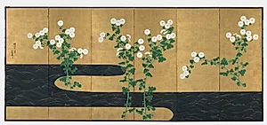 Chrysanthemums by a Stream by Ogata Kōrin (Japanese, 1658–1716)