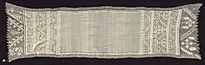 Cloth with Border of Vegetal Motifs and Insertion with Bird Motifs by Unknown Artist