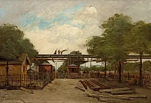 Construction of an Elevated Railway:  Bridge over the Cours de Vincennes by Paul Désiré Trouillebert (French, 1829–1900)