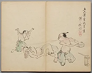 Cool Spray at Naptime from Sketch Album by Kawanabe Kyōsai (Japanese, 1831–1889)
