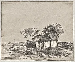 Cottage with a White Paling by Rembrandt van Rijn (Dutch, 1606–1669)