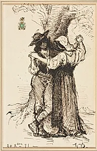 Couple Courting by a Tree by Léon Bonnat (French, 1833–1922)