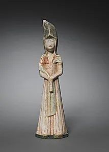 Court Lady with Tall Headdress:  Tomb Figurine by Unknown Artist