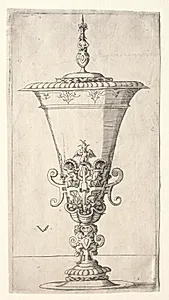 Covered Cup with Satyrs by Virgilius Solis (German, 1514–1562)