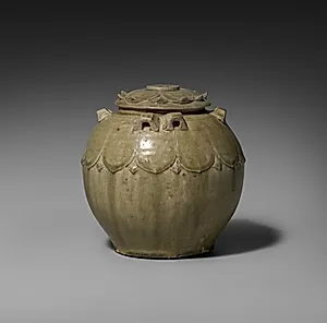 Covered Jar with Carved Lotus Petals by Unknown Artist