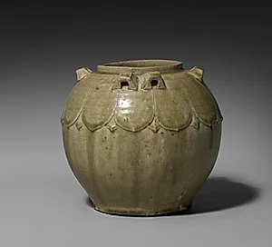 Covered Jar with Carved Lotus Petals by Unknown Artist