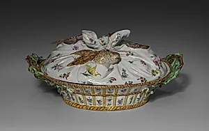 Covered Tureen in the Form of a Basket of Game by Sceaux Factory (French, active 1748–66)