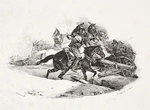 Cuirassiers Charging an Artillery Battery by Théodore Géricault (French, 1791–1824)