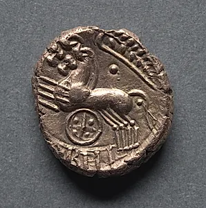 Cunobeline Stater: Two Horses and Wheel (reverse) by Unknown Artist