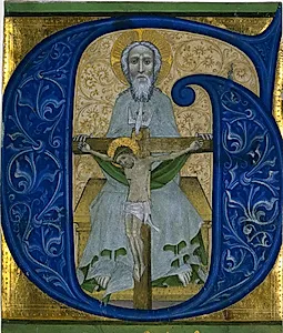 Cutting from an Antiphonary:  Initial G[loria tibi Trinitas]: The Trinity by Unknown Artist