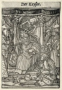 Dance of Death:  The Emperor by Hans Holbein the Younger (German, active England and Switzerland, 1497/98–1543)