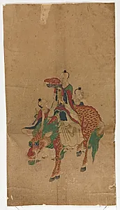 Daoist Immortal on a Qilin and Two Attendants by Unknown Artist
