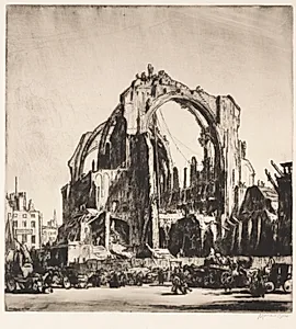 Demolition of St. James Hall, Exterior by Muirhead Bone (British, 1876–1953)