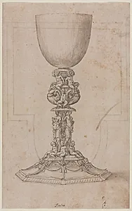 Design for a Chalice (recto) by Luzio Romano (Italian, active 1528–75)