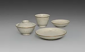 Dining Set with Plum Blossoms and Cracked-Ice by Seifū Yohei II (Japanese, 1844–1878)