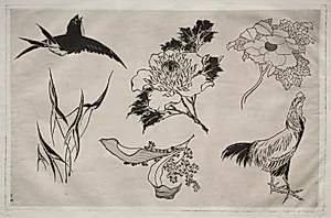 Dinner Service (Rousseau service): Swallow, Rooster and Flowers (no. 8) by Félix Bracquemond (French, 1833–1914)