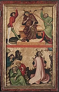 Diptych with the Passion of Christ (right wing): Crowning with Thorns and Agony on the Garden  by Unknown Artist