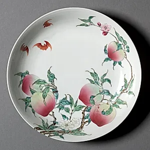 Dish with Bats and Peaches by Unknown Artist
