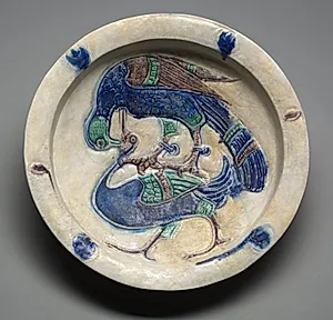 Dish with Falcon Attacking a Water Bird by Unknown Artist