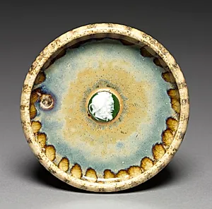 Dish with White and Green Cameo by Taxile Maximin Doat (French, 1851–1939)