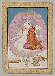 Divine couple seated in a lotus blossom by Unknown Artist