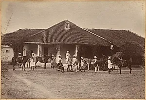 Dr. Morris and party, Jhansi (recto) by Raja Deen Dayal (Indian, 1844–1905)