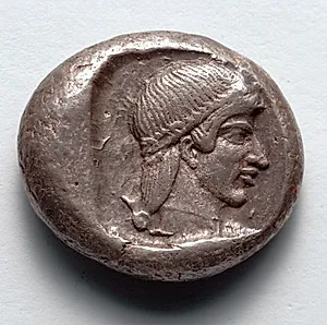 Drachm: Head of Aphrodite, r., within incuse square (reverse) by Unknown Artist