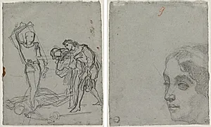 Duel after the Masked Ball (recto); Head of a Woman (verso) by Thomas Couture (French, 1815–1879)