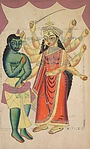 Durga (verso), from a Kalighat album by Unknown Artist
