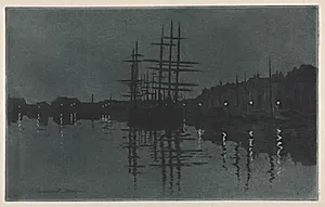 Effect of Moon at Dieppe by Henri Charles Guérard (French, 1846–1897)