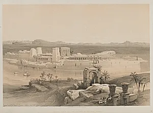Egypt and Nubia, Volume I: General View of the Island of Philae, Nubia by Louis Haghe (British, 1806–1885)