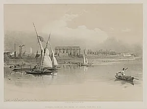 Egypt and Nubia, Volume I: General View of the Ruins of Luxor, From the Nile by Louis Haghe (British, 1806–1885)