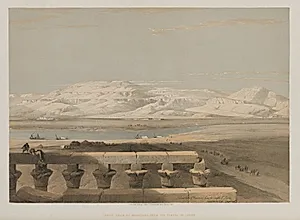 Egypt and Nubia, Volume I: Libyan Chain of Mountains, from the Temple of Luxor by Louis Haghe (British, 1806–1885)