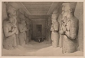 Egypt and Nubia:  Volume I - No. 14, Interior of the Temple Aboo Simbel by Louis Haghe (British, 1806–1885)