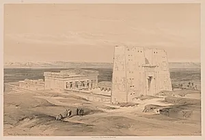 Egypt and Nubia:  Volume I - No. 34, Temple of Edfou.  Ancient Appolinopolis, Upper Egypt by Louis Haghe (British, 1806–1885)