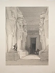 Egypt and Nubia:  Volume I - No. 9, Excavated Temple of Gyrshe, Nubia by Louis Haghe (British, 1806–1885)
