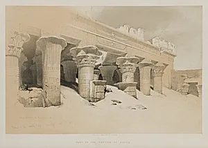 Egypt and Nubia Volume I: Portico of the Temple Edfou, Upper Egypt by Louis Haghe (British, 1806–1885)