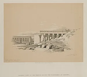 Egypt and Nubia, Volume II: Lateral View of the Temple called The Typhonoeum at Dendera by Louis Haghe (British, 1806–1885)