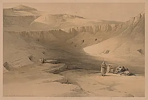 Egypt and Nubia:  Volume II - No. 34, Entrance to the Tombs of the Kings of Thebes, Biban-el-molook by Louis Haghe (British, 1806–1885)