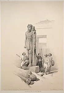 Egypt and Nubia:  Volume II - No. 7, Colossi at Wady Saboua by Louis Haghe (British, 1806–1885)