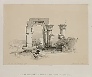 Egypt and Nubia, Volume II: Ruins - Temple on the Island of Biggeh, Nubia by Louis Haghe (British, 1806–1885)